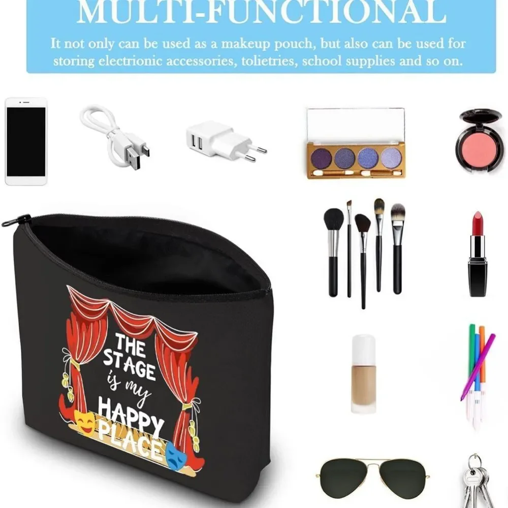 NEW Performer Gift Musical Lovers The Stage is My Happy Place Cosmetic Bag